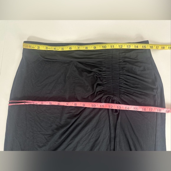 NWT A New Day Women's Sz M Midi Ruched Knit Asymmetrical Black Skirt - Picture 2 of 9